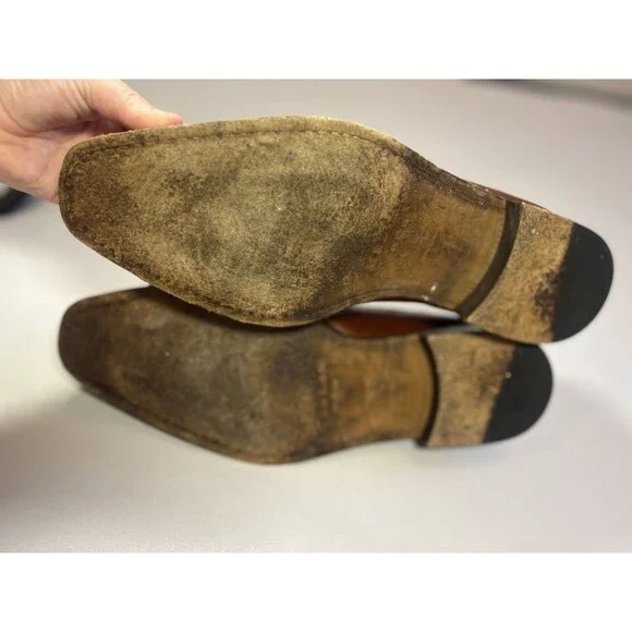 MEZLAN MENS SOLID COGNAC BROWN LACE-UP OXFORD TOE LEATHER DRESS SHOES-9.5 M - Picture 15 of 16